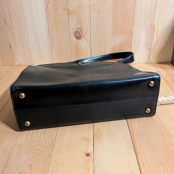 Rosenfeld Vintage Black Leather Handbag with Gold Accents - Picture 8 of 8